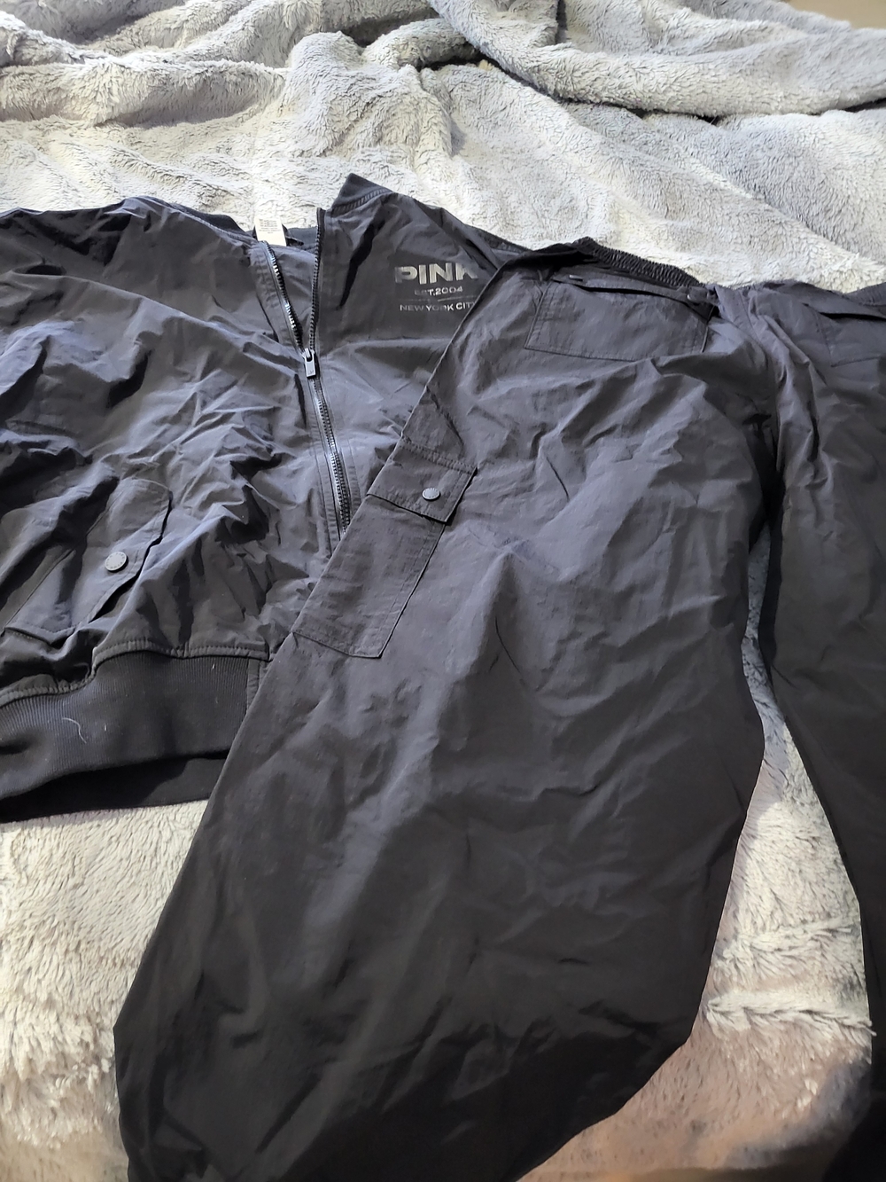 PINK Victoria's Secret Men's Black Bomber Jacket And Joggers